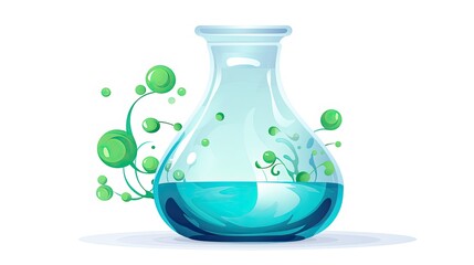 Poster - cartoon green bubbling from beaker with blue top