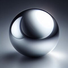 3D sphere with metallic design and light reflections isolated grey background