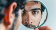 © AIGen - Man In Mirror. Self-Reflection of a Guy's Ego and Face at Home