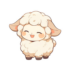 Poster - A cute cartoon sheep with a big smile on its face