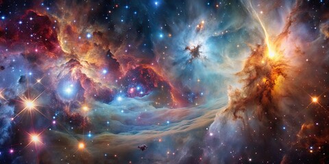 Poster - Journey through celestial wonders nebula and star cluster, unveiling the cosmic tapestry in spectacular detail, space