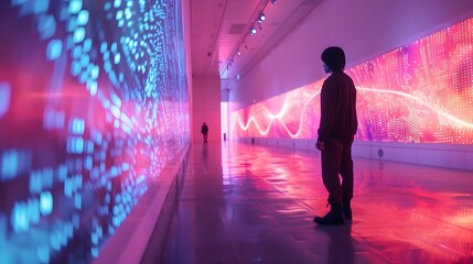 Sticker - immersive neural network driven visual art installation with dynamic patterns and vibrant lighting