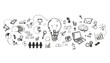 © Who is Danny - Various hand-drawn business and technology icons arranged around a lightbulb centerpiece on a white background, symbolizing creative ideas and brainstorming