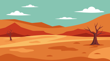 Wall Mural - Dryness landscape vector illustration. Concept of global warming and climate change