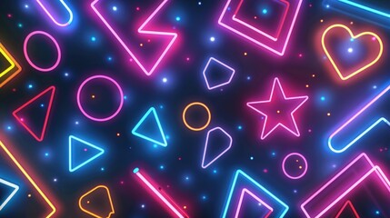 Wall Mural - abstract colorful neon glowing abstract background colorful neon background with different shapes of