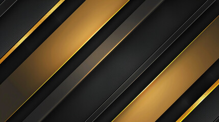 Sticker - abstract template of gold and black stripes with gold style