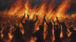 © TarikTalha - A painting of hell of suffering and eternal damnation. partially submerged screaming men,  AI generated image, ai