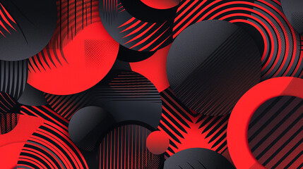 Sticker - abstract modern background with geometric red black