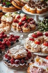 Wall Mural - Exquisite French Pastry Showcase, Flaky, Decadent, Patisserie Delights, Elegant, Parisian-inspired background 