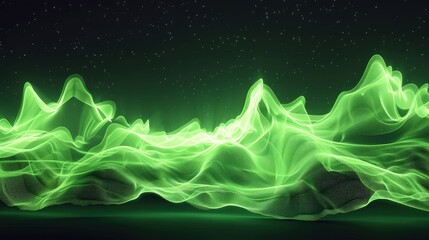 Wall Mural - light green color glowing abstract waves background 