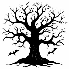 Wall Mural - gothic tree for halloween black vector silhouette