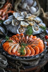 Wall Mural - Seafood Extravaganza, Ocean Fresh, Grilled Delights, Maritime, Coastal Charm, Nautical background