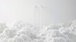 © Flowaiart - Ambitions A ladder reaching up to the clouds, bright white background