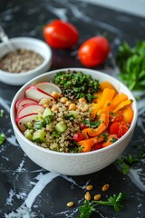 Wall Mural - Wholesome Quinoa Bowl, Nutrient-rich, Fresh Vegetables, Superfood, Balanced, 