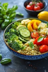 Wall Mural - Wholesome Quinoa Bowl, Nutrient-rich, Fresh Vegetables, Superfood, Balanced, 