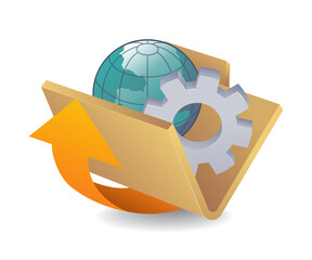 Aufkleber - World Information Storage in Folders flat illustration