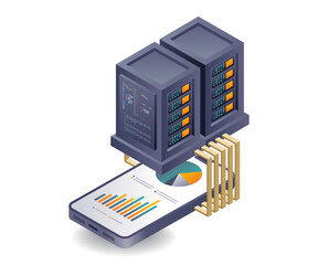 Fototapete - Smartphone Network Analysis with Cloud Server Technology