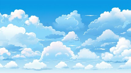 Wall Mural - Mesmerizing bright blue clouds floating in a clear sky.
