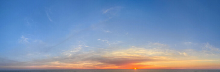 Wall Mural - beautiful dawn sky background. morning sky with cloud, abstract nature skyline atmosphere weather pa