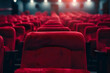 © ADDICTIVE STOCK - Rows of empty red cinema seats with atmospheric lighting. Generative AI image