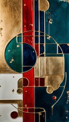 Wall Mural - Colorful abstract stained glass artwork with geometric shapes