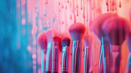 Poster - Colorful backdrop for makeup brush display