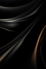 Wall Mural - an abstract dark black background with waved, smooth design elements. the futuristic and sleek appea