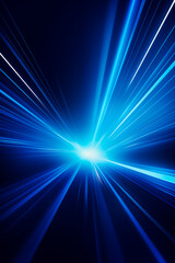 Wall Mural - an abstract background with dynamic blue light rays bursting from a central point, creating a bright