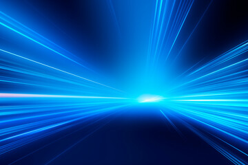 Wall Mural - an abstract background with dynamic blue light rays bursting from a central point, creating a bright