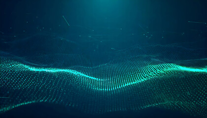 Sticker - igital wave of particles background. generative ai.