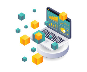 Aufkleber - Blockchain business data analysis computer dashboard