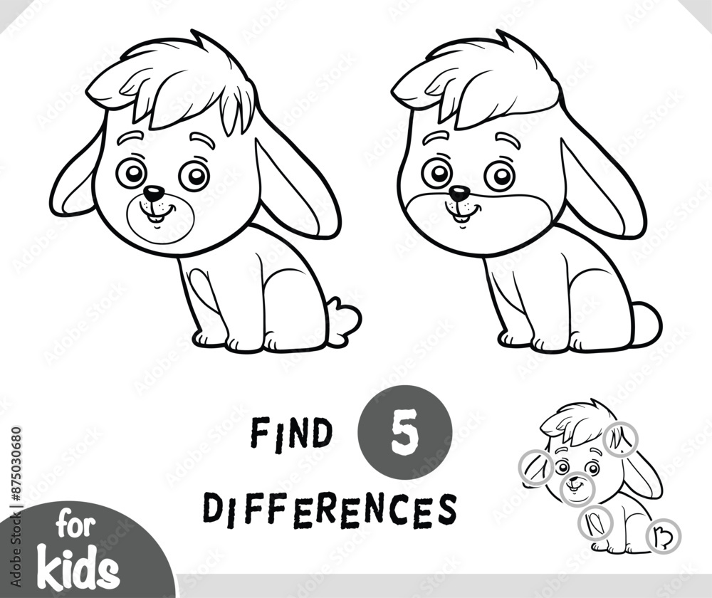 Cute cartoon Rabbit animal, Find differences educational game for kids ...