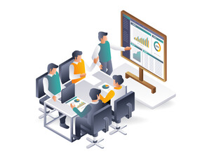 Wall Mural - Analyzing Business Growth Trends isometric illustration