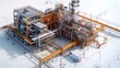 © kanesuan - A detailed digital replica of an industrial complex, optimized for operational efficiency using BIM workflows