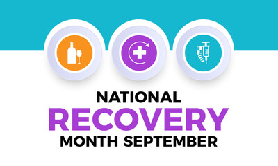 Wall Mural - National Recovery Month in september. Health Care concept Greeting card, poster, Ribbon, banner, Vector Template.