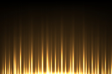 Wall Mural - gold light vertical lines on black background. glowing abstract futuristic shiny pattern. bright ray
