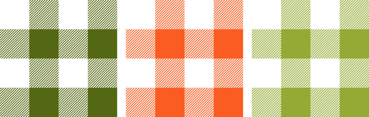 Wall Mural - Set of 3 seamless gingham patterns. Vector geometrical backgrounds