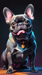 Wall Mural - smiling french bulldog in a dark gothic theme