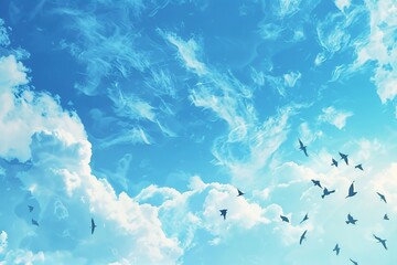 Poster - birds sky background