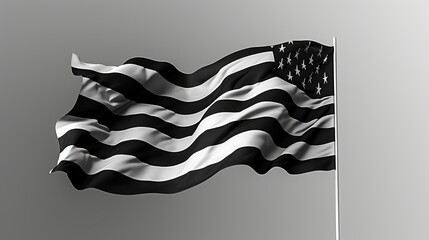 Wall Mural - Black lives matter flag blowing in the wind. Full page striped black and white USA flying flag