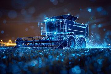 Wall Mural - bulldozer, construction equipment. Digital wireframe polygon illustration. technology of lines and points	
