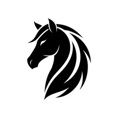 horse head black silhouette vector design