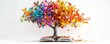 © Usama - Creative 3D book tree with colorful leaves, white background, vibrant and imaginative, realistic photo style.