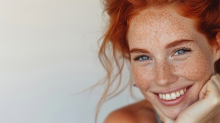 Wall Mural - The smiling redhead woman