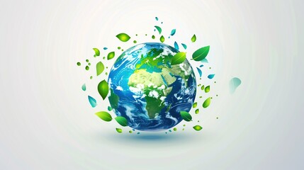 Poster - A blue and green eco Earth globe, logo for environmental world protection, illustration for ecological conservation, Save the Planet, Earth Day concept