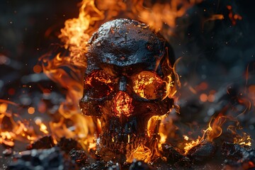 Poster - Burning skull