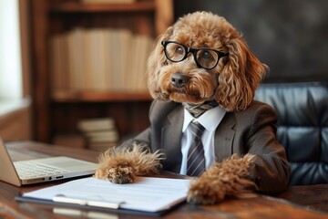 Wall Mural - business dog