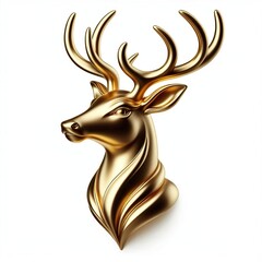 Wall Mural - A three-dimensional, Gold stylized of beautiful reindeer head with Eyebrow raised