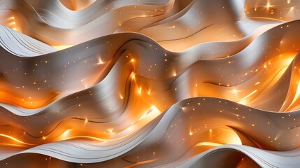 Wall Mural - Glowing Plywood Anomaly - Illuminated Wavy Material Texture in Amber Tones