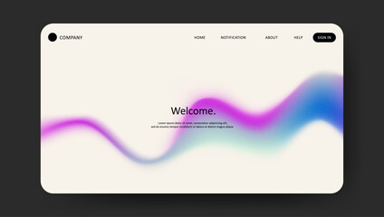 Abstract wave futuristic design of landing page. retro gradient mesh website design